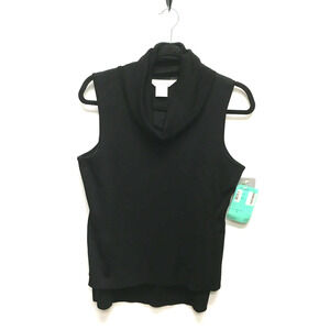 Exclusively Misook Womens Black Acrylic Turtleneck Sleeveless Layered Tank Top S